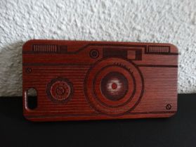 Gegraveerd telefoonhoesje iPhone 6/6s | Echt hout | Design: Camera