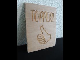 Gegraveerde houten ansichtkaart "Topper" | Dubbelzijdig gegraveerd | Diverse varianten!