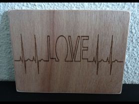 Gegraveerde houten ansichtkaart "Love" | Dubbelzijdig gegraveerd | Diverse varianten!